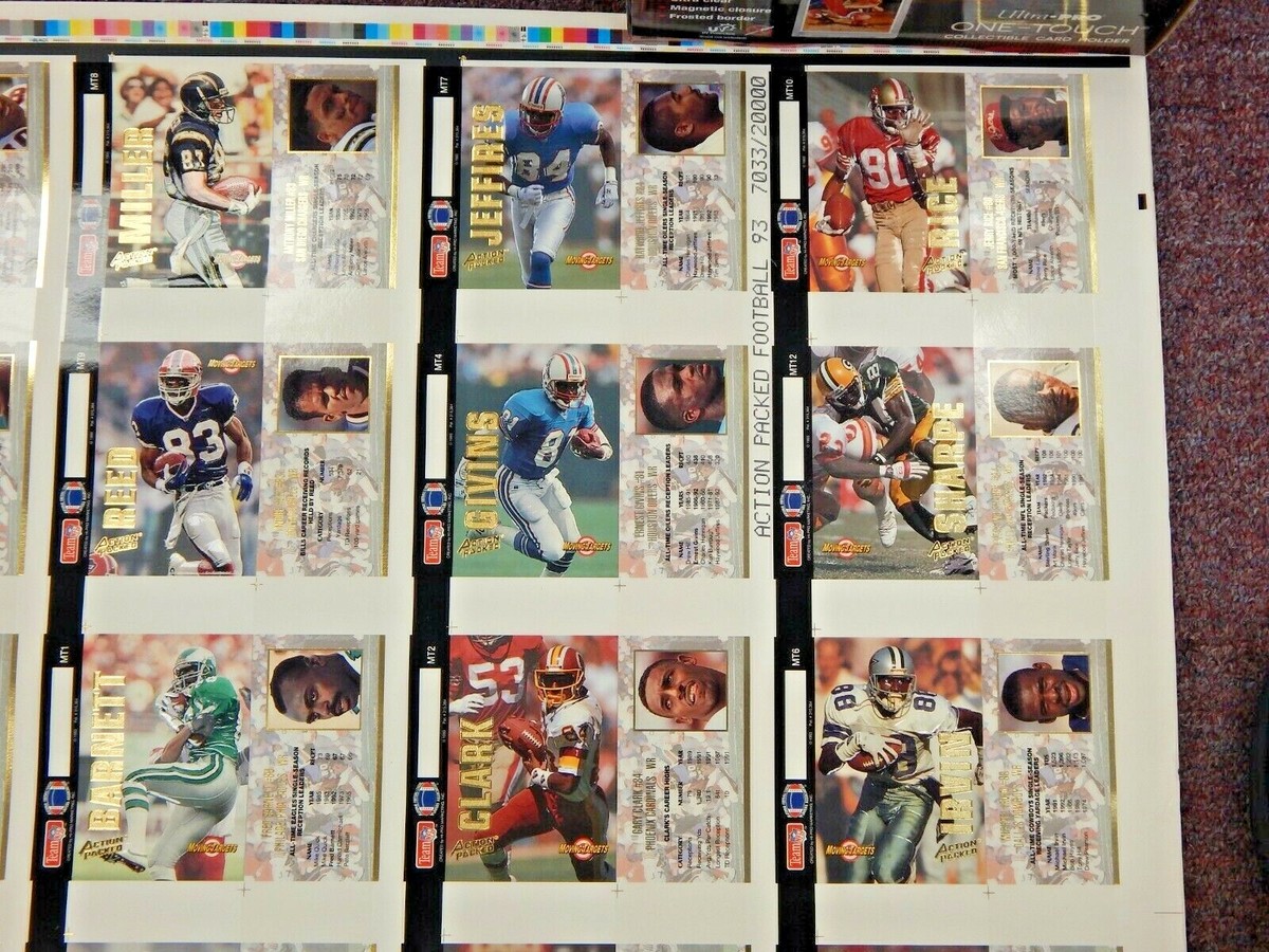 1993 Action Packed 42 Card NFL Football Uncut Sheet Favre Sanders