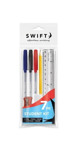 7 Pièce Étudiant Set Papeterie Retour À École Stylos Règle Crayon Gomme Affûteur