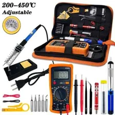 Soldering Iron Kit - 60W Adjustable Temperature, Digital Multimeter, Soldering