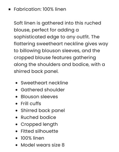 HARDLY WORN Seed Heritage Linen Ruched Blouse Top Sand Size 10 Shirred Back - Picture 5 of 12