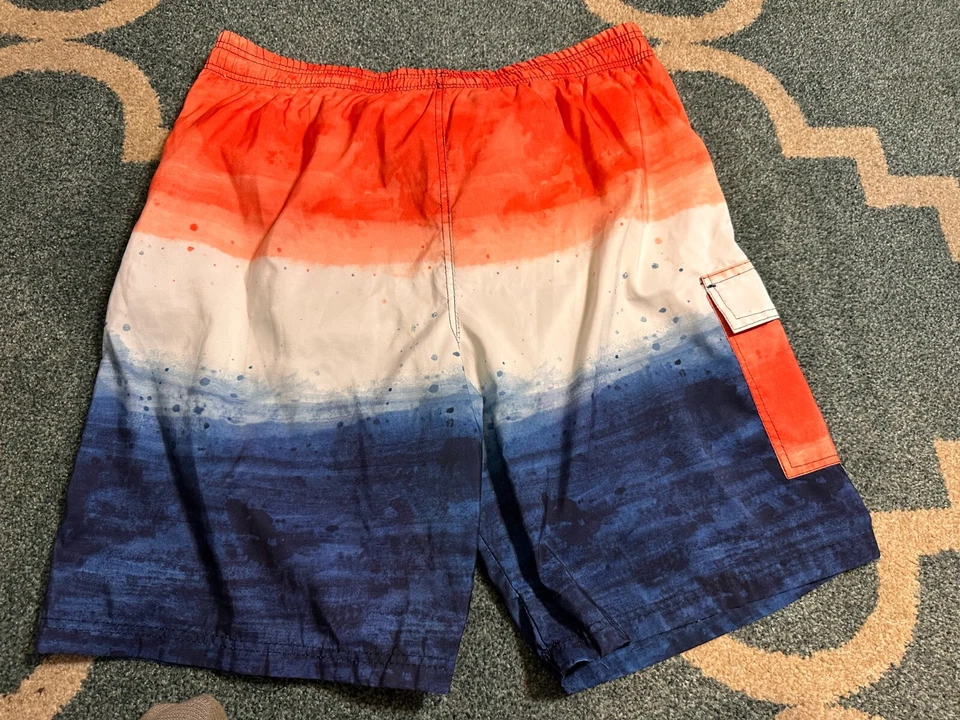 Pantalones Cortos de Natación NBN Gear Para Hombre XL Azul Blanco Naranja Cintura Ajustable. Bolsillos. Usado en excelente estado Foto 2 de 4
