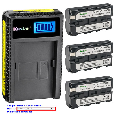 Kastar Battery LCD USB Charger for Sony NP-F550 GV-D800 GV-D900 HDV-FX1 HDV-Z1