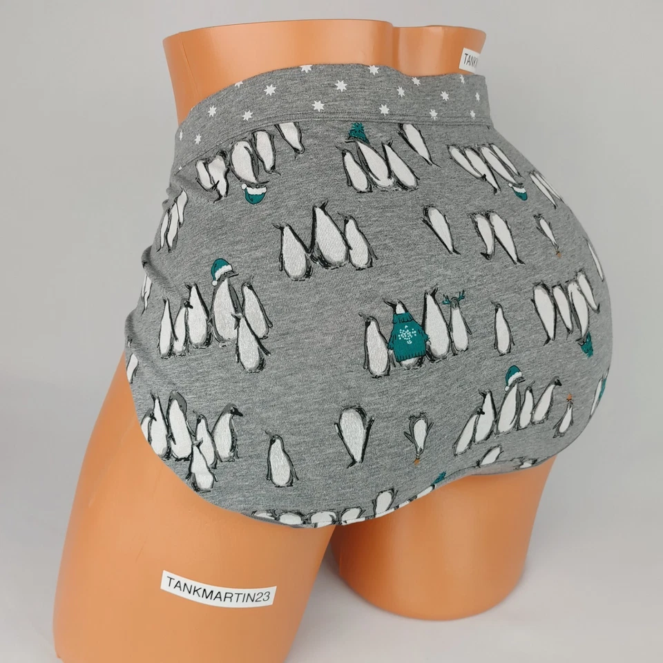 Panty Lane Bryant Cacique Plus 18/20 Algodón Hipster Gris Pingüinos Copos de Nieve Foto 3 de 4