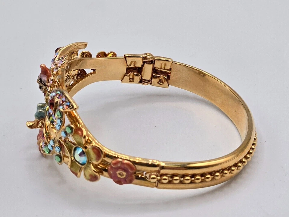 Brazalete Kirks Folly Fairy Aura tono dorado esmalte flores y cristales con bisagras Foto 4 de 4