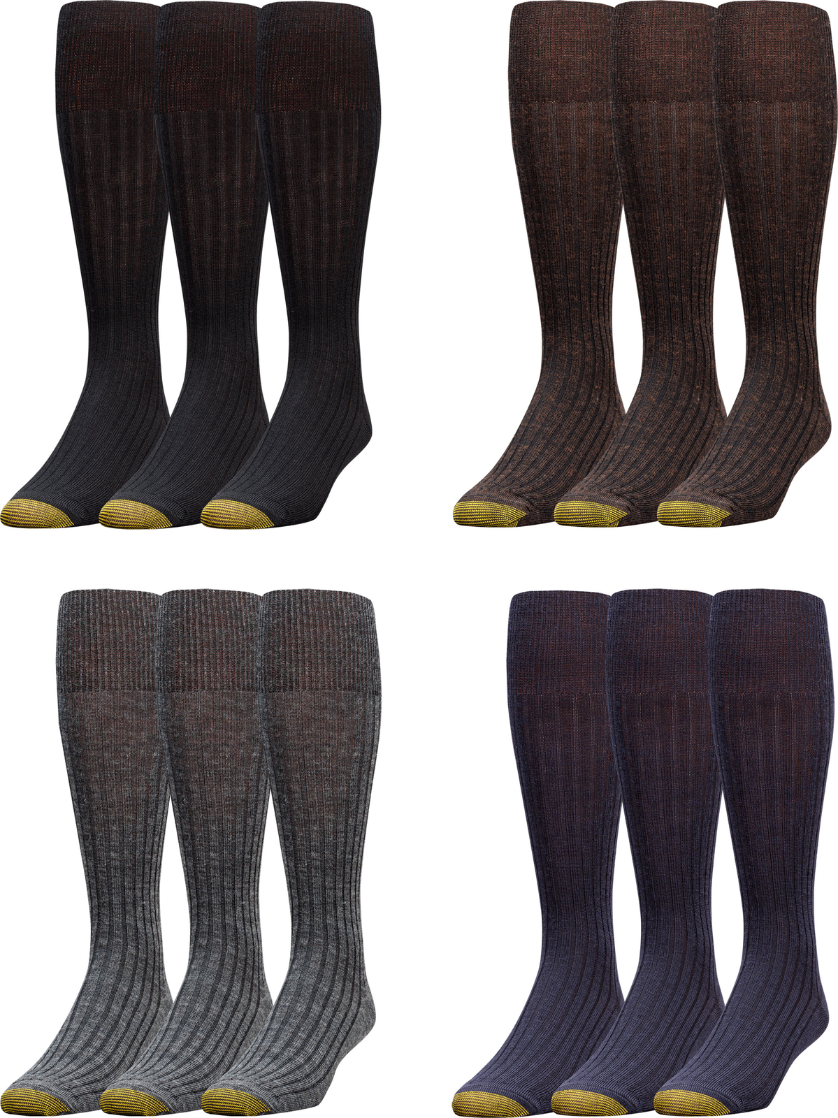Gold Toe Men's Windsor WoolBlend OvertheCalf Dress Sock, 4 Colors, 3