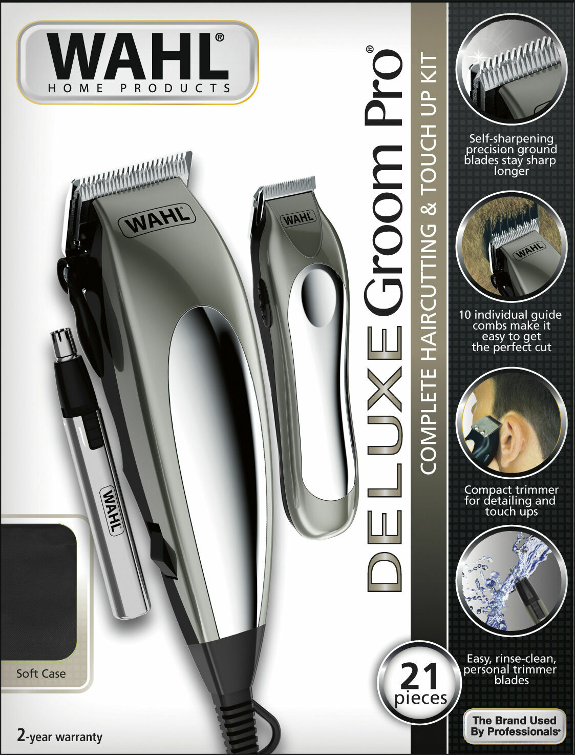 Wahl 79305-3608 Deluxe Groom Pro 21 Pieces Haircutting Clipper Trimmer Kit