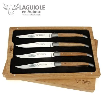 Laguiole en Aubrac Steakmesser - 4er Set - Eiche Holz - Tafel-Messer Frankreich - Bild 1 von 4