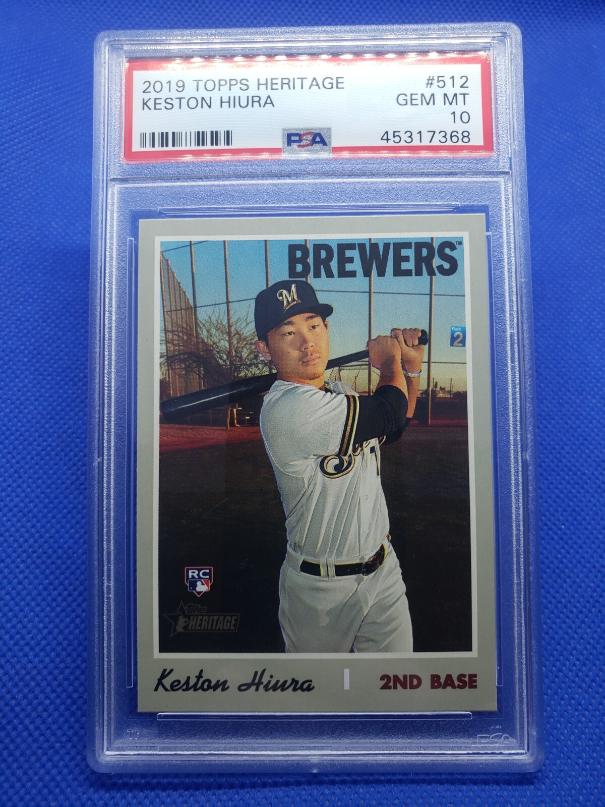 2019 Topps Heritage KESTON HIURA PSA 10 Rookie card MILWAUKEE BREWERS #512