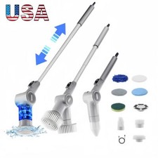 Electric Spin Scrubber for Cleaning with two 1500mAh Batteries 8 Brushes Grey