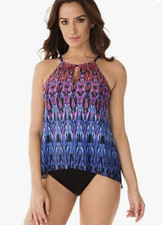 Miraclesuit Women's Swimwear Vesuvio Peephole High Neck Tankini Top Size 8 1619