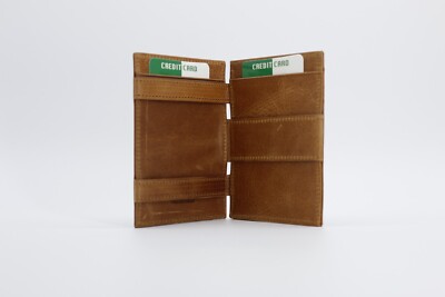 Handmade Leather Magic Slim Wallet   Minimalist RFID Front Pocket Wallet 