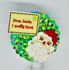 Christmas Letter Santa I Tried Badge Reel ID Holder Nurse Teacher Holiday