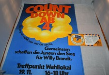 Count Down AB 4 Willy Brandt SPD Poster & Brochure Lot 16.5" X 23.5" German