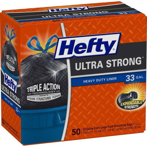 Hefty Ultra Strong Heavy Duty Liner Draw String Trash Bags 33 Gallon 50 ct - Picture 2 of 6