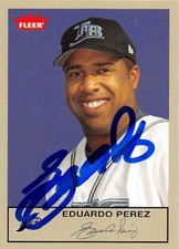 Eduardo Perez autographed baseball card (Tampa Rays) 2005 Fleer #295