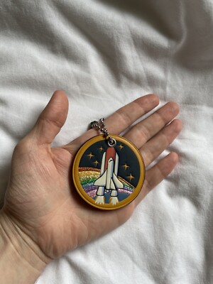 NWOT Coach 1941 NASA Space Glitter Rainbow Rocket Hangtag Keychain
