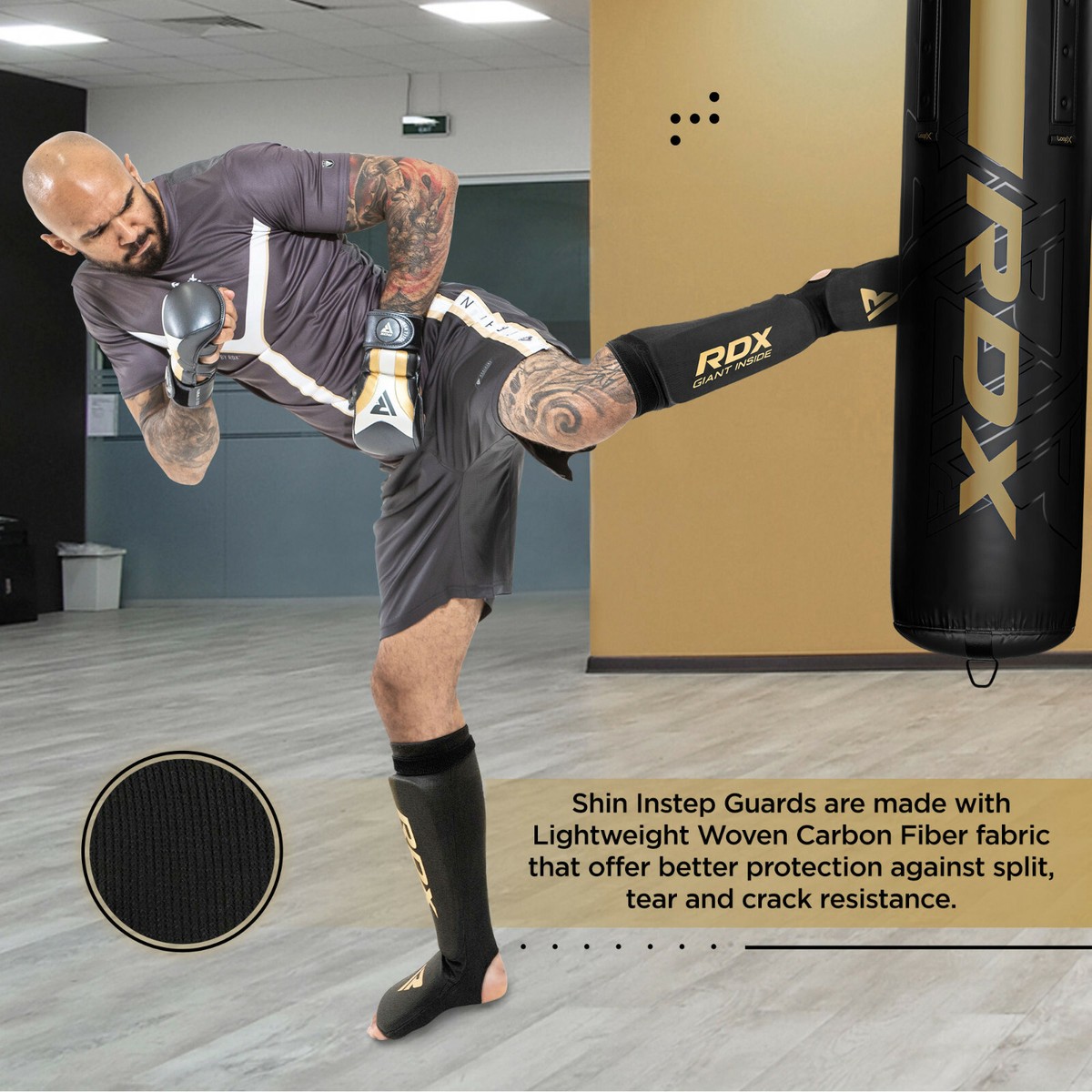 RDX Shin Guards Muay Thai Leg Instep Protector MMA Kickboxing