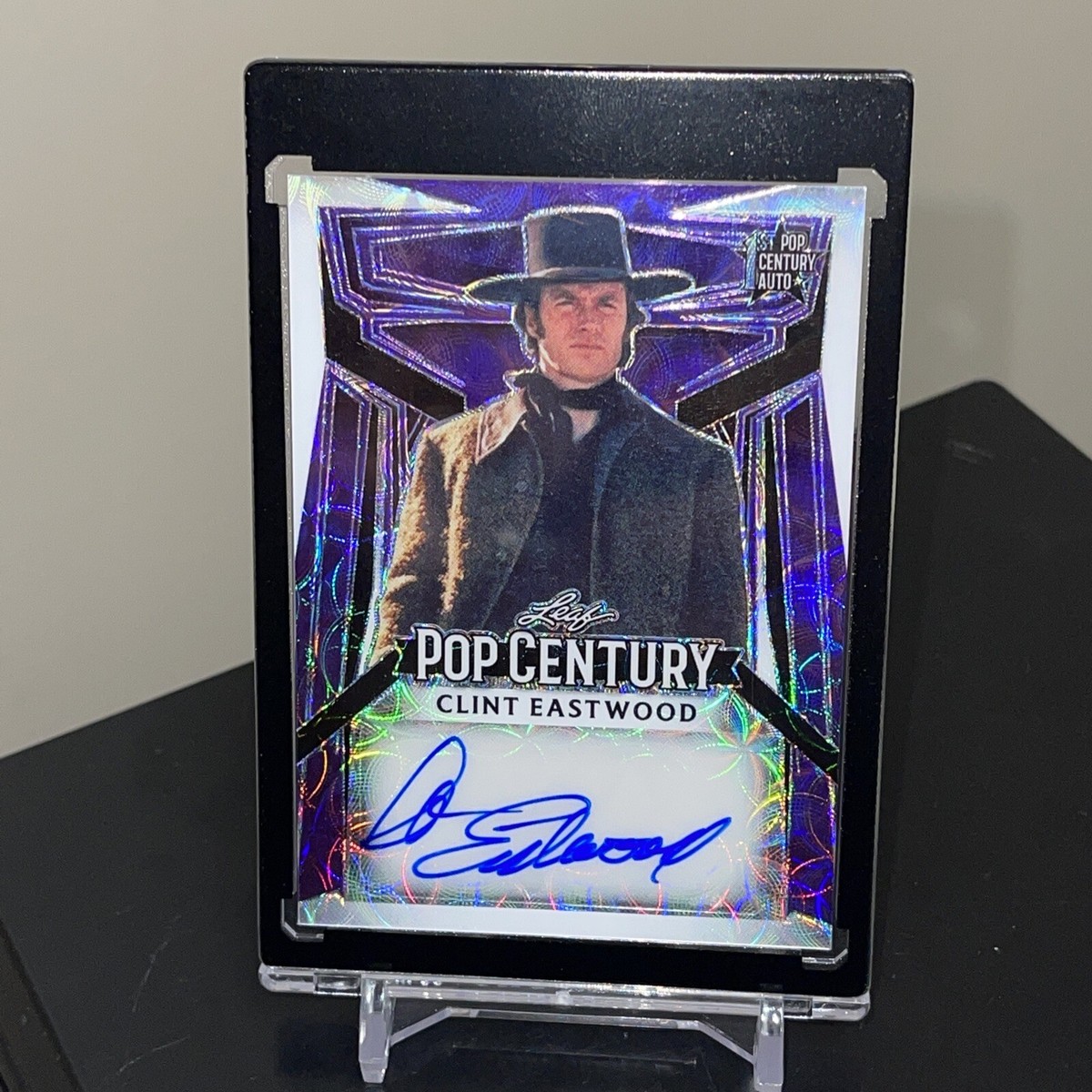 CLINT EASTWOOD 2023 LEAF POP CENTURY 1st POP CENTURY AUTO PURPLE #1/1 ACTOR  RARE - Main Image