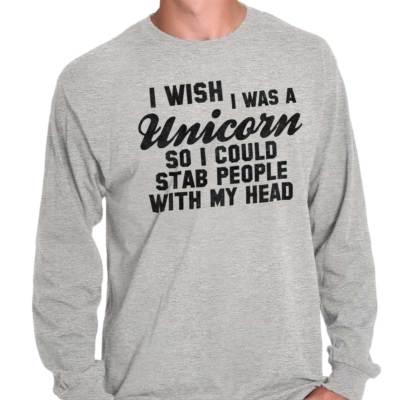 Wish I Was A Unicorn Funny Magical Gift Idea Long Sleeve Tshirt Tee for Women