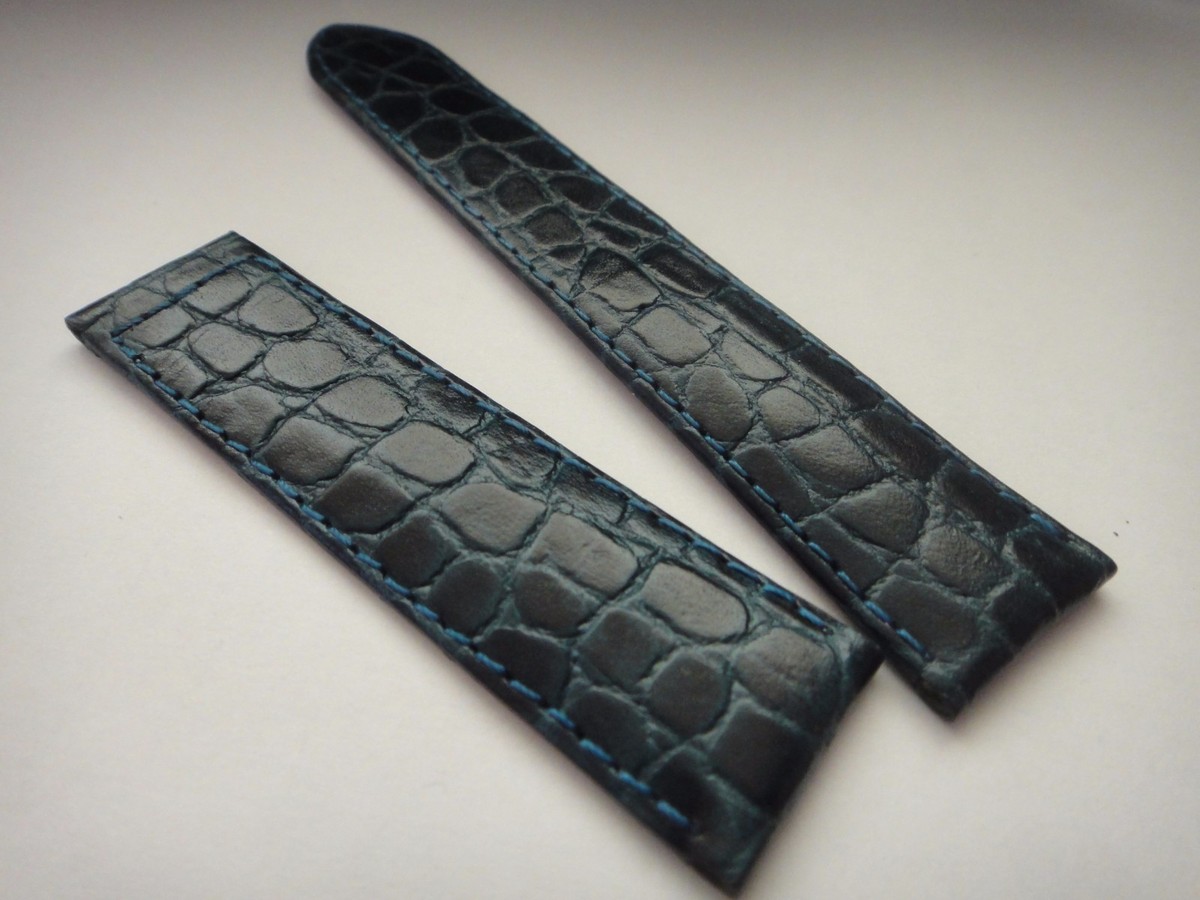 Genuine Leather Band.Strap.bracelet Cartier TANK replacement BLUE