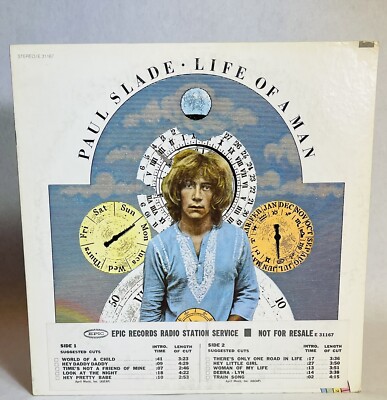 Paul Slade Life Of A Man LP 1971 Epic Label Promo VG+ /VG+