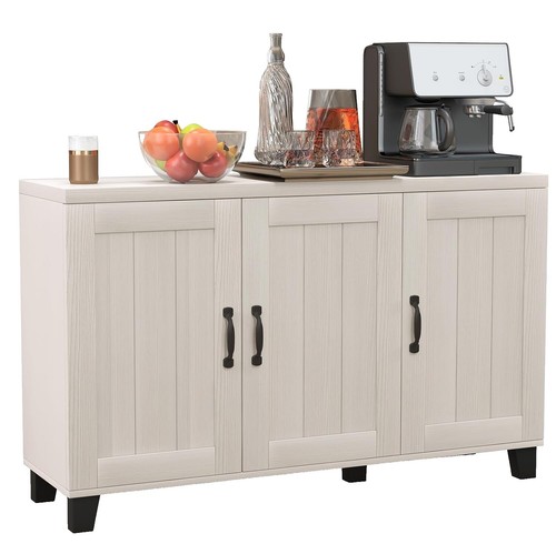 Shintenchi Modern Farmhouse Buffet Cabinet - 42.5"W, 3 Doors, Adjustable Shelf, Grey