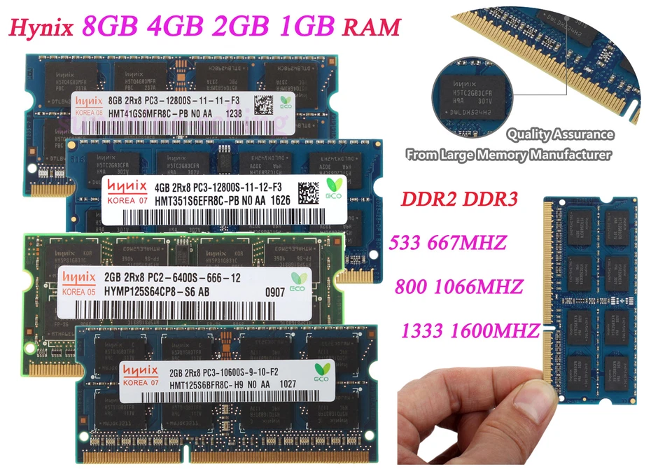 Los Hynix 8G 4G 2G 1G DDR2 DDR3 667 800 1066 1600 SODIMM Laptop Speicher RAM ##9