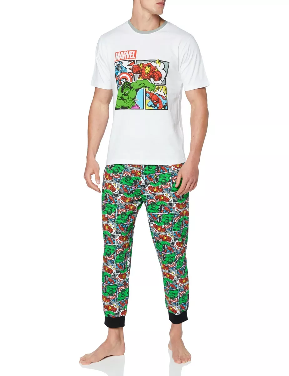Marvel Comics Mens Pyjamas Hulk Iron Man Spiderman Captain America PJs XS to XXL