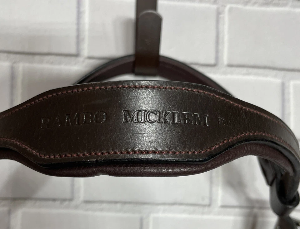 Rambo Micklem Leather Competition Bridle & Rubber Grip Reins PONY - DK HAVANA - Image 4 of 4