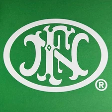 FN Herstal FNH Firearms Oval Vinyl Transfer Logo Sticker Decal White - New