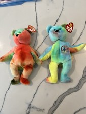Beanie Babies: "Garcia" Bear 1993 PVC Pellets W/ Errors Peace Bear 1996