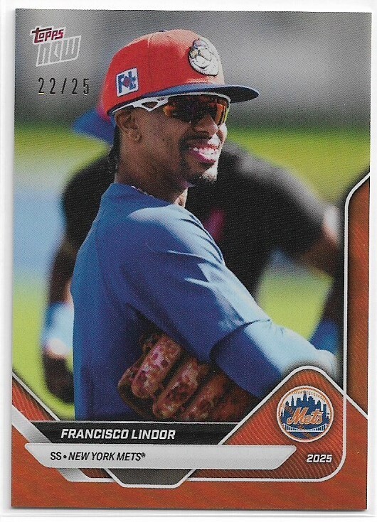 2025 Topps Now Francisco Lindor #OD-176 Road to Opening Day Orange #'d /25 Mets