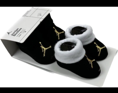 Nike Baby Pk Black Gold Cotton Cuffed Jordan Jumpman Sock