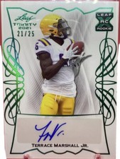 2021 Leaf Trinity TERRACE MARSHALL RC EMERALD ROOKIE AUTO SP #’d 21/25 Panthers!