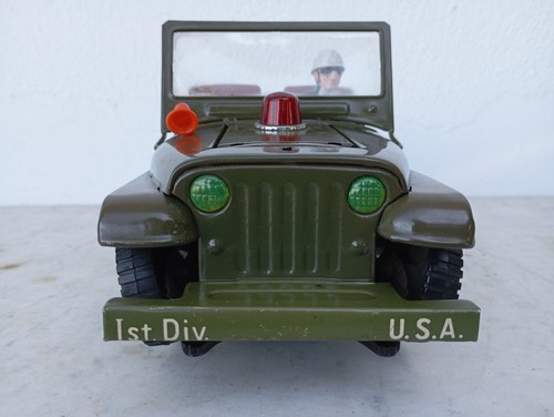 Toy Tin Car Vintage T-N Nomura Japan Battery Operated US Army Military Jeep - Picture 6 of 24