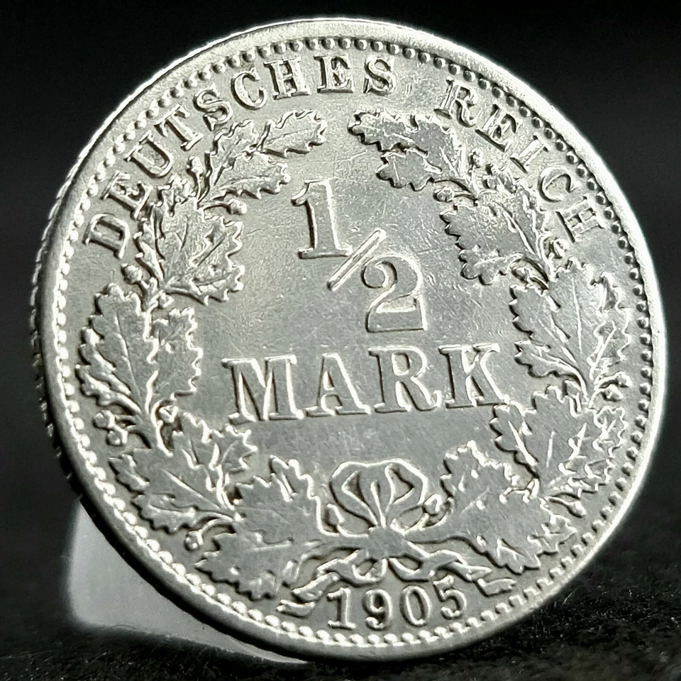 Deutsches Reich *Beautiful* German Empire 1/2 (Half) Mark 90% Silver Coin (.900) - Image 2 of 4