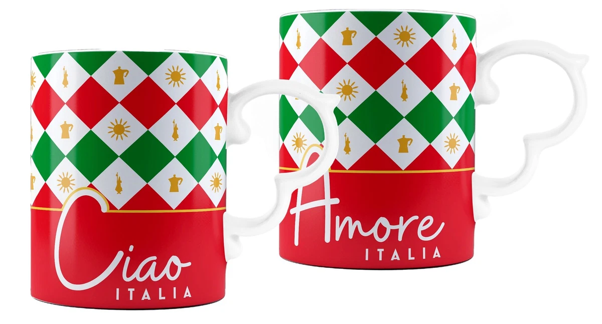 Kaffeebecher Kaffeetasse 2'er Set 300ml Porzellan Bialetti Ciao Italia TRICOL03