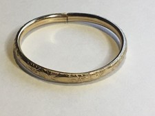 Vintage 14K Gold Filled Child's Juvenile Bangle Bracelet Etched Hearts