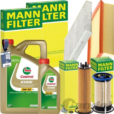 MANN FILTERSET+CASTROL 5W30 ÖL passend für AUDI A3 8Y Q3 VW CADDY 5 GOLF 8 T-ROC