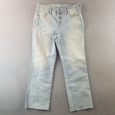 Old Navy Jeans Women's Sz 8 Flare Ankle HighRise 4Button LightWash Normcore Cute