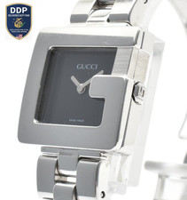 Excellent 5 GUCCI 3600L G-Watch Black Dial Silver Stainless Ladies Watch 15.5c