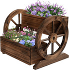 OIPRTGFJ Wooden Wagon Planter Box, Garden Planter with Wheels,Decorative Planter