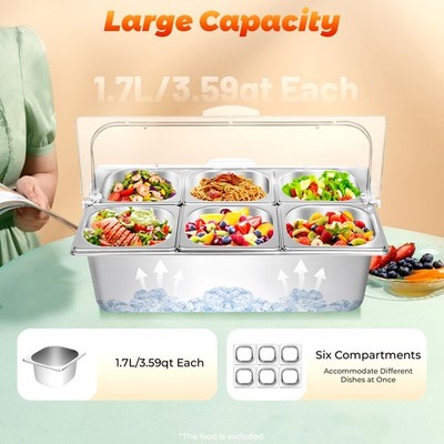 For Fruit Beef Party Buffet Cooling Ice Food Dishes Display Plate Case With Lid