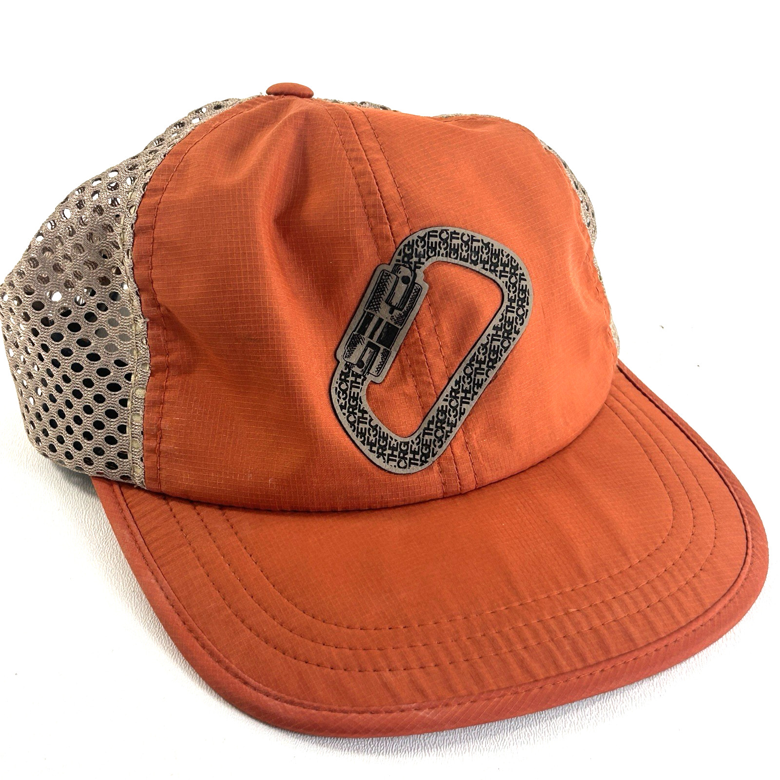 Carabiner Hat Cap Strapback Mesh Patch Orange Out… - image 1