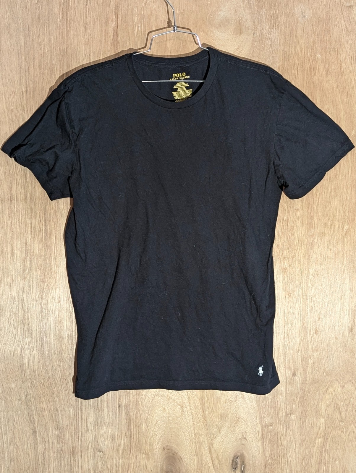 camicia ralph lauren uomo taglia L girocollo manica corta bianca logo pony nero