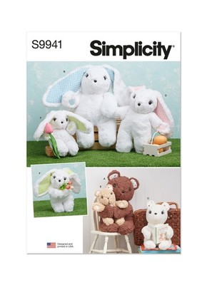 SIMPLICITY 9941 PLÜSCHTIERE STOFFTIERE Schnittmuster HASE BÄR