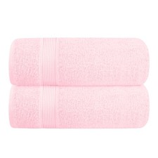 Belizzi Home Cotton 2 Pack Oversized Bath Towel Set 28x55 inches, Large, Pink