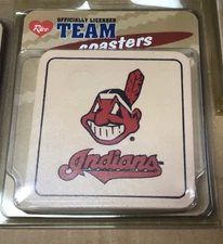 NEW Set of 4 Off White Rico Officially Licensed Team Coasters Cleveland Indians