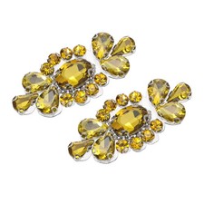 2Pcs Rhinestone Crystal Applique Iron on Patch Sewing Applique Gold