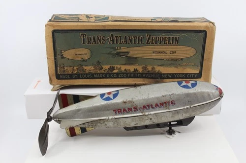 Marx Trans-Atlantic Zeppelin 10" 1930's Wind-Up Original Box G